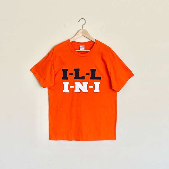NEW University of Illinois Fighting Illini I-L-L-I-N-I Orange T Shirt Adult L - Picture 1 of 8